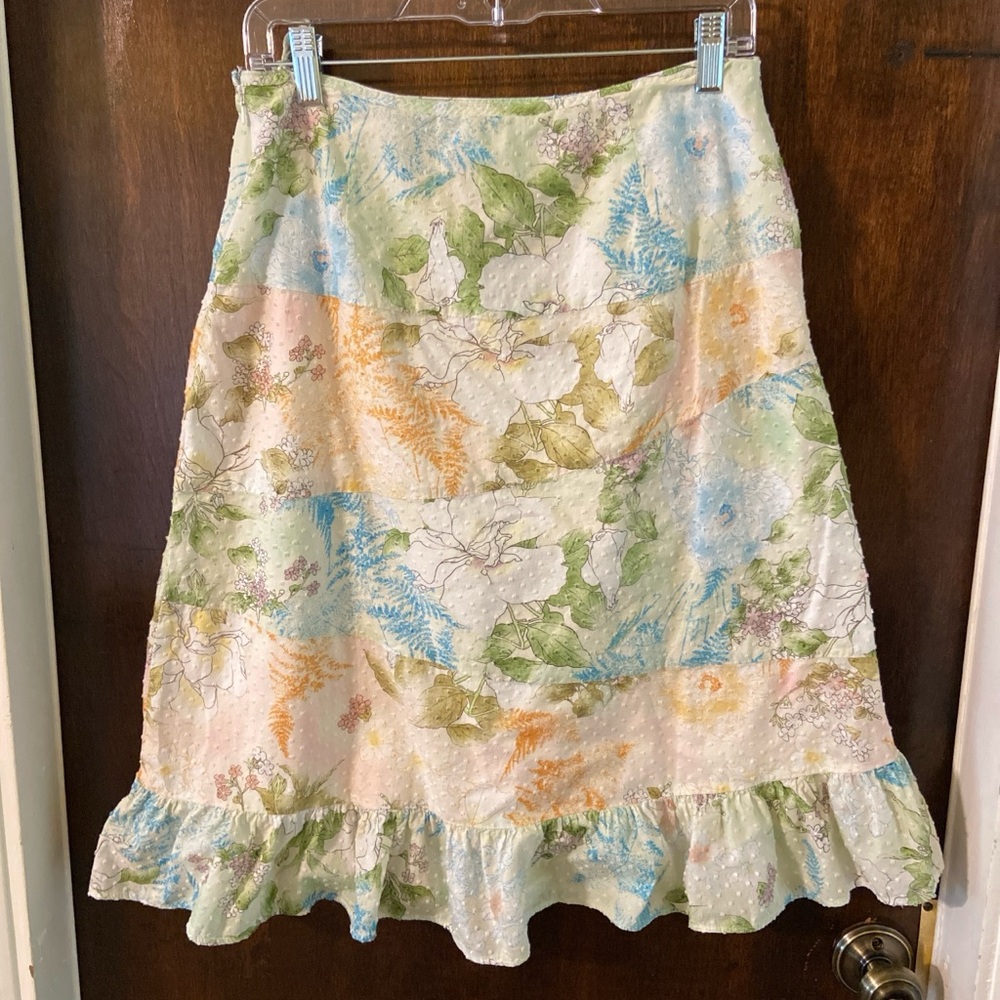 vintage floral multicolored ruffled skirt